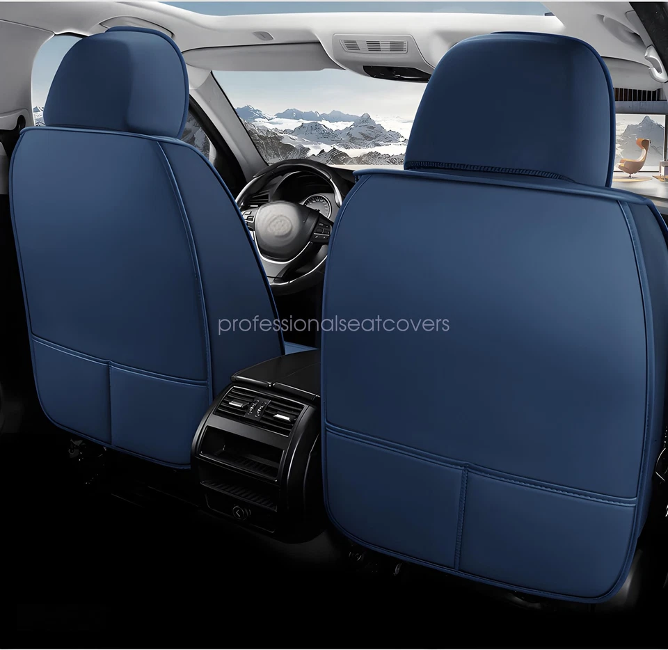 Funda de 5 asientos delantera y trasera azul y blanca para Mercedes Benz A250 CLA PU coche Foto 4 de 4