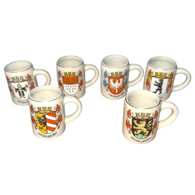 Vintage West Germany City Crest Demitasse Mini Collectors Mugs Set Of 6