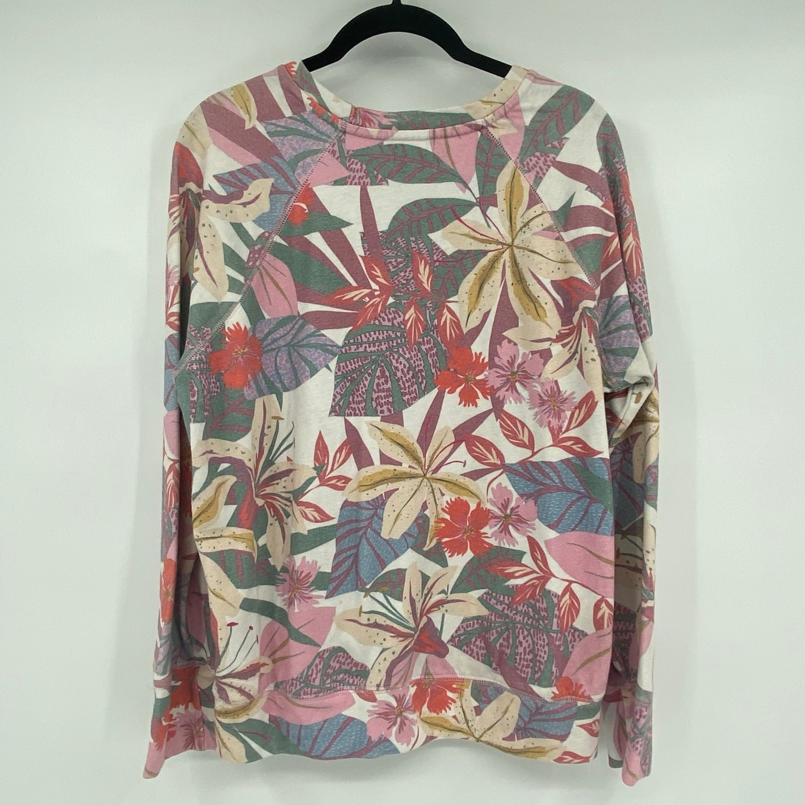 Sundry Women's Raglan Tropical Floral Pullover Sweatshirts Size Medium