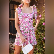 Show Me Your Mumu Dress Claire Mini Cottage Floral Pink Large NWT