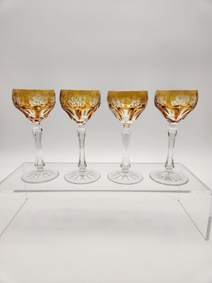 Amber Tritschler Winterhalder cut to clear crystal cordials. set of 4. 5'' tall
