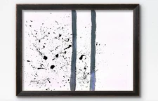 CHAVEZ Original Action Painting 9x12 Paper Abstract Black White Splatter Art