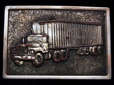 ID17134 AWESOME VINTAGE 1970s  18-WHEEL SEMI-TRUCK  SILVERTONE BUCKLE