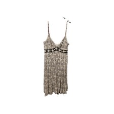 Vintage Y2k Black & Whited Beaded Babydoll Midi Dress Size Small Summer Resort