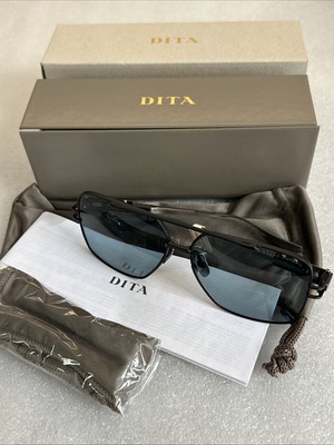 DEMO Dita GRAND-EMPERIK DT DTS159 A-02 Matte Black Frame Sunglasses Blue Lens 61