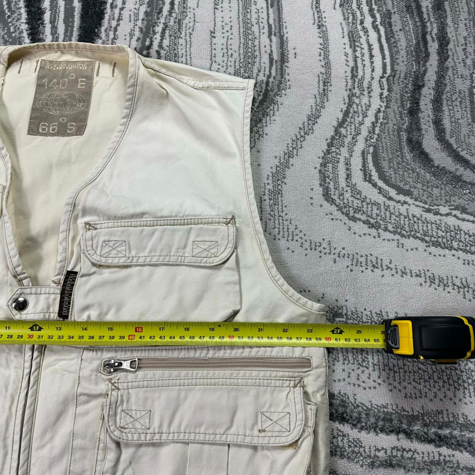 Vintage Napapijri 90's Size Large Full Zip Cream Utility Vest Body Warmer Gilet image 5