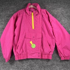 Vintage 90s Andy Johns Kids Neon Pink Windbreaker Jacket Size 5 Geometric Rad