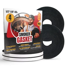 XXL 40 FT Grill Gasket for Smokers - Black 1/2’’ x 1/8’’ Hi Temp Seal Smoker ...