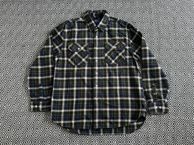 Pendleton Cotton Flannel Shirt Men s Large Blue Brown Button Up Cozy Warm