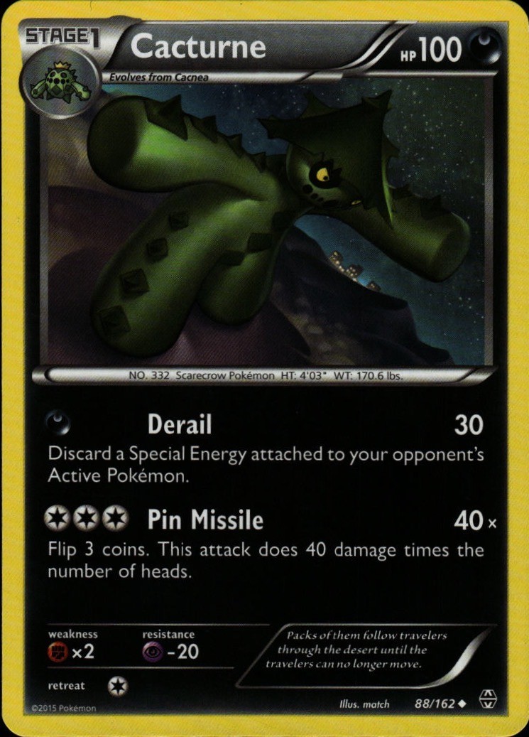 Pokemon TCG Card Cacturne Uncommon Darkness Normal XY - BREAKthrough BKT 88/162