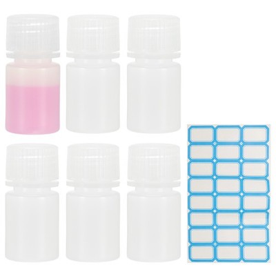 6Pcs 0.35oz HDPE Leak-Proof Plastic Reagent Bottles for Lab, Semi Transparent