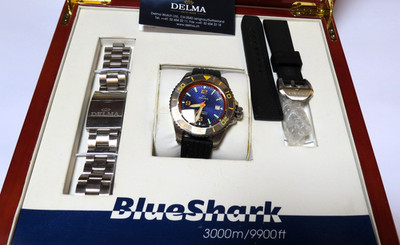 Taucheruhr Delma ''Santiago Blue Shark'' Automatik, 300 ATM, Limitiert 376/500 Top