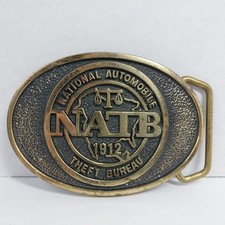Vtg The Buckle Works NATB National Automotive Theft Bureau Solid Brass Buckle