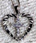Sterling Silver Heart/Cross Pendant & Earring Set — photo 3