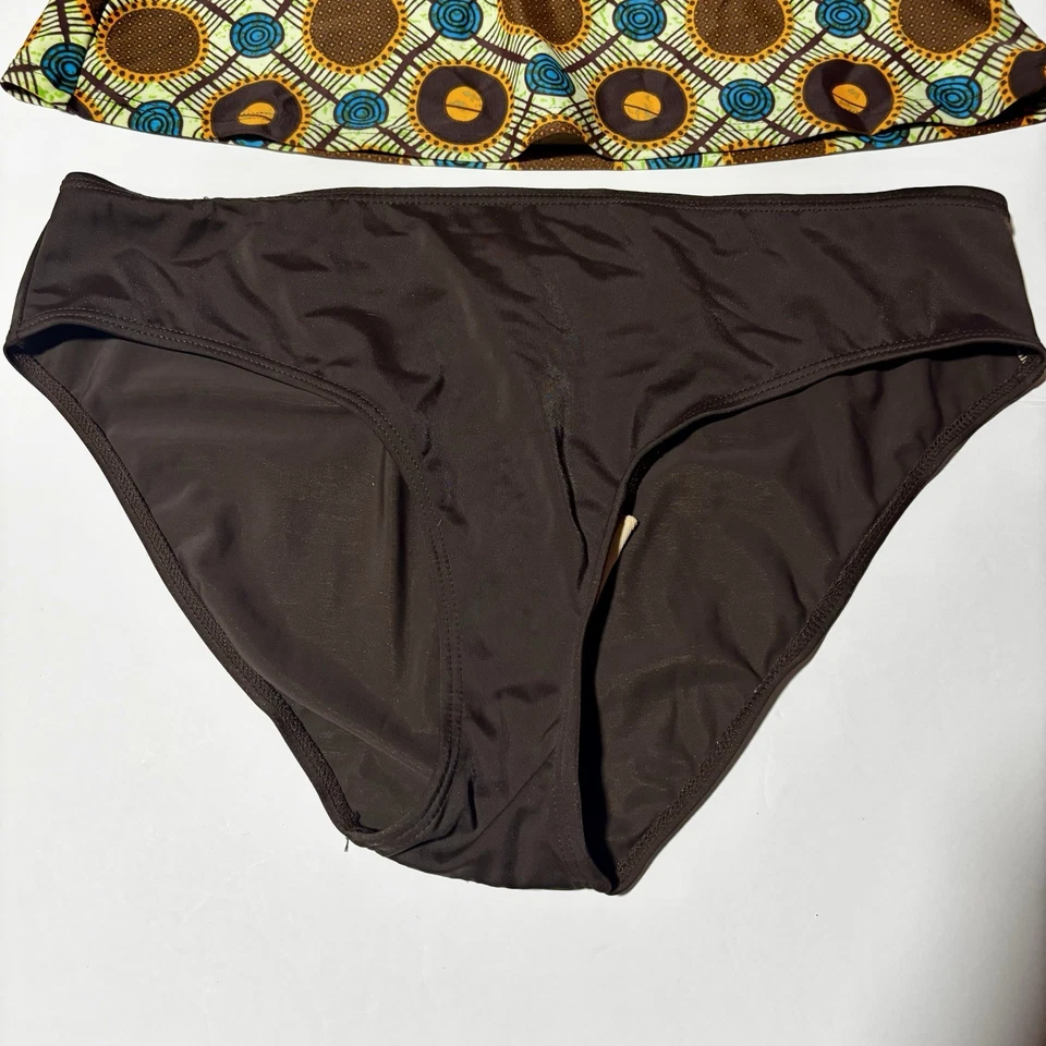 Mossimo Bikini Traje de Baño Top, Merona Bikini Parte Inferior Mujer’s Talla 16W Marrón Boho Foto 3 de 4