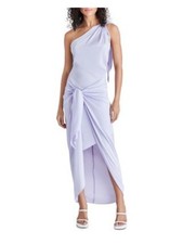 STEVE MADDEN Womens Wrap Maxi Dress Purple Tie Sleeveless Draped Front Hem XS