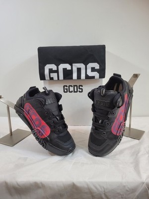 GCDS Mens Black & Red leather sneakers size 8 Authentic Original