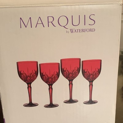 Marquis by Waterford Brookside Red Wine Glass Set of 4, Cut Glass Decorative