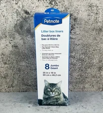 Petmate Litter Box Liners Jumbo 35x19 fits Clean Step Litter Dome 8pk NEW Sealed
