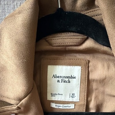 Abercrombie & Fitch Vegan Leather Moto Jacket Faux Leather Brown XS Zip