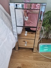 Mirrored Drawers Mirror Bedside Table Cabinet Glass Draws Storage COLLECTION 
