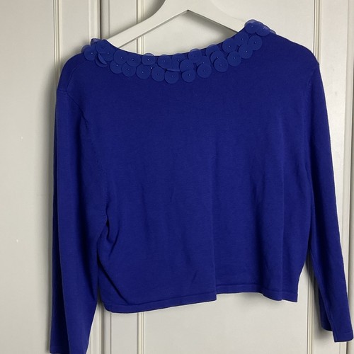 Country Casuals Bolero Cardigan Beaded Large UK 14 New Cobalt Blue Knit Event - Picture 7 of 11
