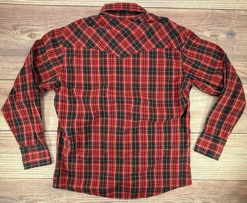 Camisa Wrangler Para Hombres Grande Perla A Presión Manga Larga Vaquero Occidental Roja Negra A Cuadros - Imagen 2 de 7