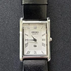 Vintage Seiko Slim Tank Quartz Men White Dial Dress Watch-Free Shipping