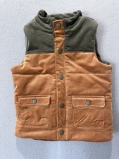 Tommy Bahama Kids Puffer Vest 5T Brown Corduroy Quilted Snap Front Pockets Layer