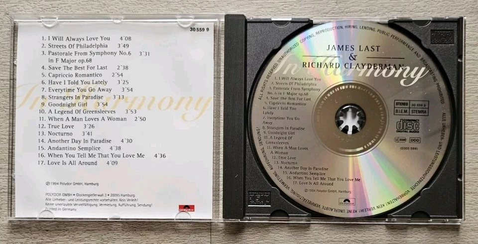 James Last & Richard Clayderman  - In Harmony  - CD  - 1994 - Polydor Club... - Bild 2 von 4