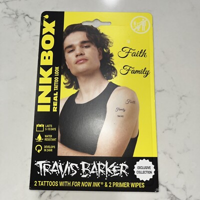 InkBox Temporary Tattoo Travis Barker Exclusive Collection Faith Family 5-10 Day