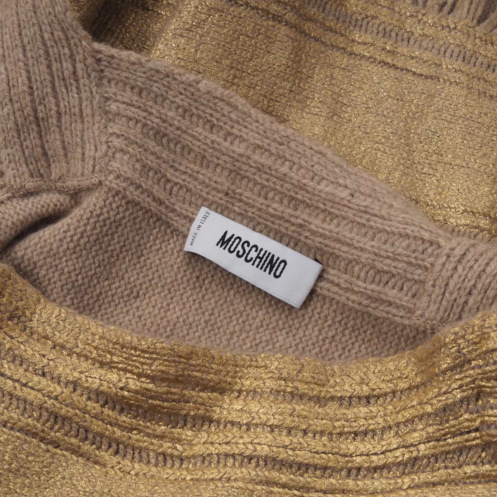 Abito vintage Moschino donna lana cashmere angora oro puro taglia IT40 US4 S