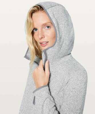 Lululemon Sz 6 Fleece & Thank You Pullover Heather White  Battleship Gray