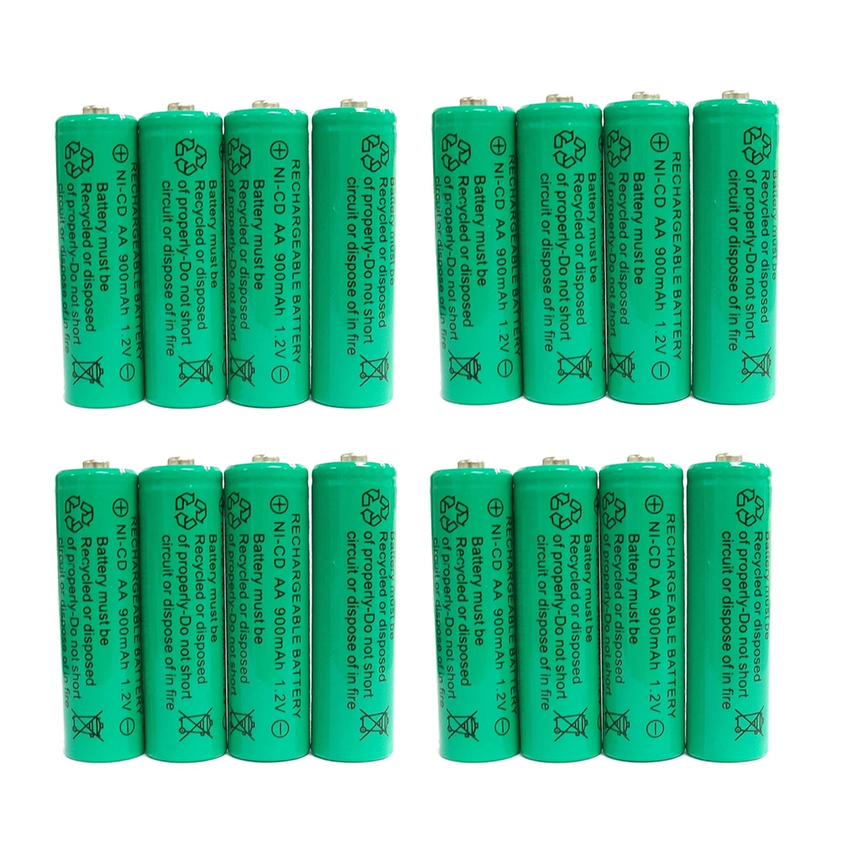 16 pcs AA 900mAh Ni Cd Ni Cad 1.2V Rechargeable Battery RC Solar Green US Stock