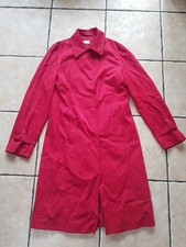 Austin Reed Red Trench Cotton Coat Mac Size 8 Hidden Poppers & Pockets Collared