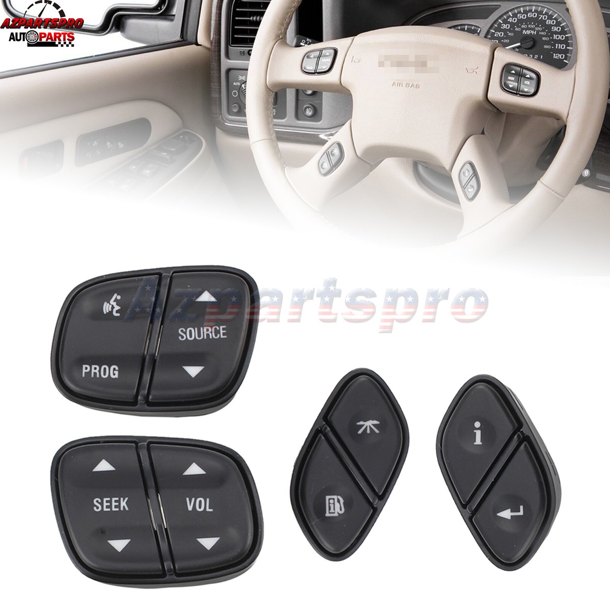 4 Pcs Steering Wheel Switch Control Buttons For Chevy Silverado 1500 Steering Wheel Switch Control Buttons Qtgcmvit6o