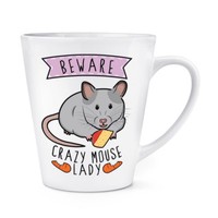 Beware VerrüCkte Maus Damen 341Ml Latte Becher Tasse - Lustiger Witz Tier