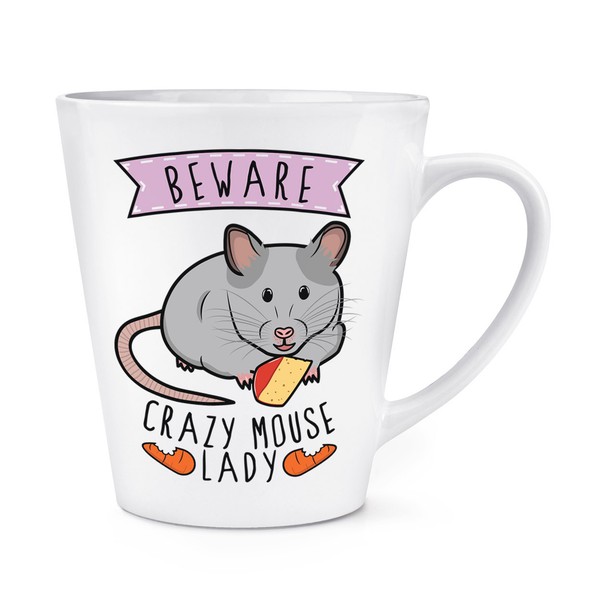 Beware VerrüCkte Maus Damen 341Ml Latte Becher Tasse - Lustiger Witz Tier-image