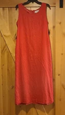 Jessica Howard Womens Dress Sz 12 Pink Linen Blend Maxi Shift Lined Slit Classy