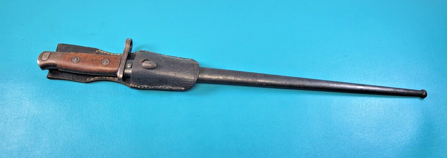 Belgium Model 1916 /35 Gendarmerie Rifle Bayonet T-Back Blade + Scabbard & Frog