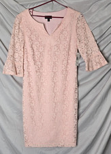 Connected Apparel Dress Women's 10 Lined Short Pink Lace 3/4 Sleeve Cottagecore