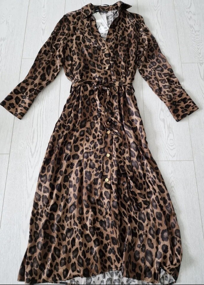 ZARA NEW ANIMAL PRINT DRESS 2298/199 BNWT (size S) Uk 8 10 Viscose