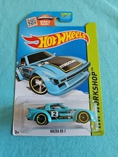 2015 Hot Wheels MAZDA RX-7 Light Blue 193/250 GREAT CARD Speed Team KMART COLOR