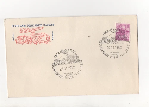 ITALIA - FDC - 1962 -CENTO-ANNI-DELLE-POSTE-ITALIANE-1862-1962-CLAVIERE-MILANO-I