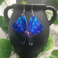3" Teardrop Double-Sided Butterfly Wings Colorful Leather Earring Set New 8964