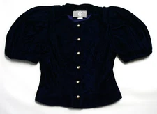 Vintage CI New York Paris Blue Blouse Shirt Size 4 ILGWU Made in USA 100% Rayon