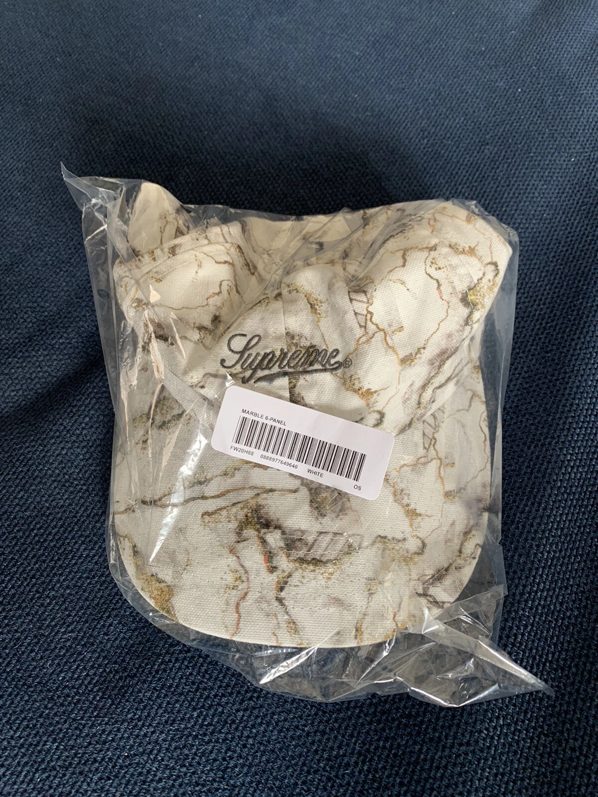 Supreme Marble White 6 Panel Hat FW20H88 BRAND NEW
