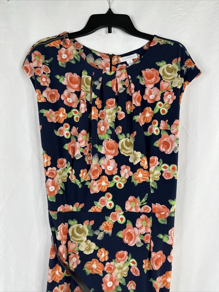 Vestido Charter Club Vaina Floral Para Mujer Talla 16 Sin Mangas Cinturón Cremallera Hombro Foto 2 de 4