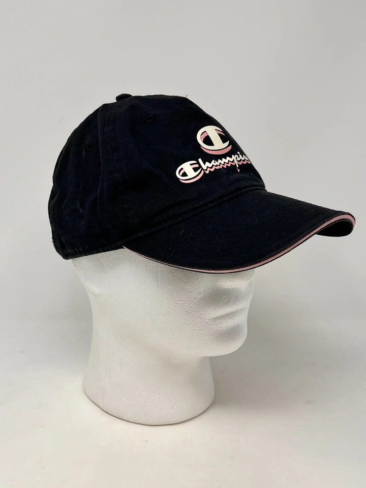 Gorra de golf CHAMPION para adultos con tirantes negra rosa bordada con logotipo tenis para correr Foto 4 de 4
