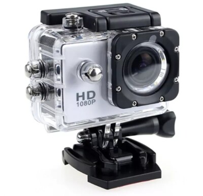 Sports Cam 1080P Waterproof 30M Action Full HD 2.0 In Screen Silver